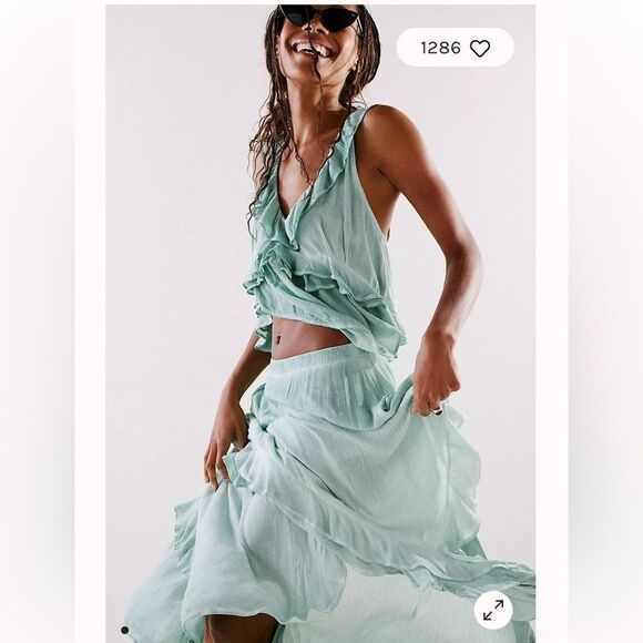 Free People Dresses & Skirts - Free People If Only Set Skirt & Top flowy & featured in a crinkled tie dyed